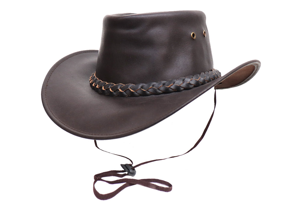 Soft foldable cow leather hat, size Large, colour Chocolate